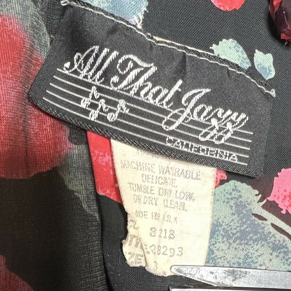 Vintage 90s All That Jazz Floral Dress XS/S Flutter Sleeve Blouson Midi Boho - Picture 7 of 9